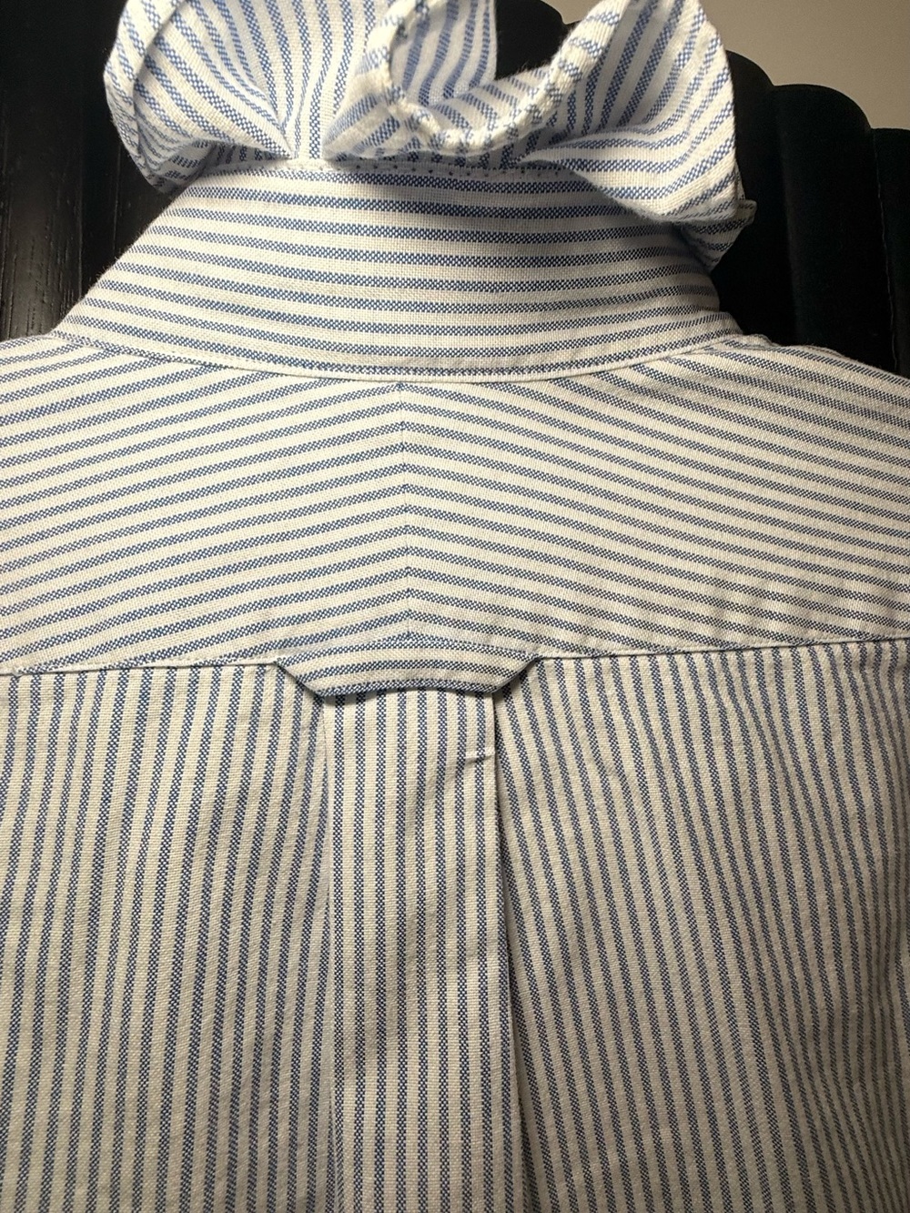 ReLoved Upcycle Ruffle Collar Button Down Shirt Lands' End Men's - Picture 7 of 10